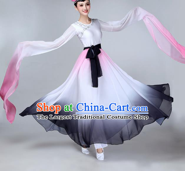 Chinese Traditional Stage Performance Umbrella Dance Costume Classical Dance Water Sleeve Dress for Women