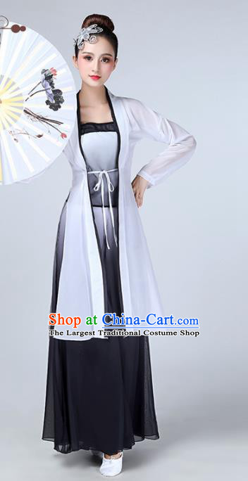 Chinese Traditional Stage Performance Classical Dance Costume Umbrella Dance Black Dress for Women