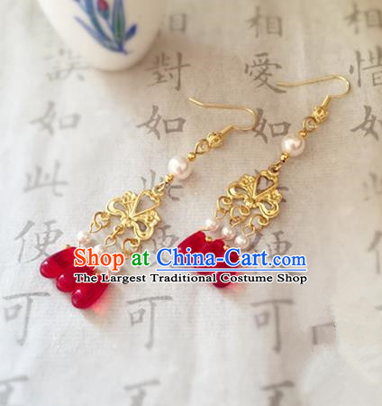 Chinese Ancient Traditional Handmade Tassel Earrings Classical Ear Accessories for Women