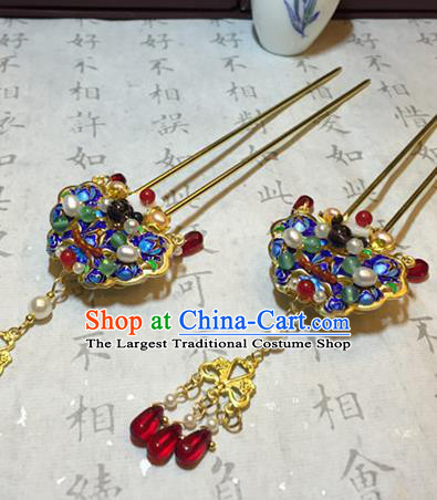 Chinese Ancient Handmade Palace Pearls Tassel Hairpins Traditional Classical Hair Accessories for Women