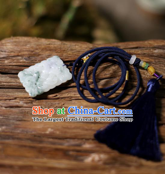 Chinese Traditional Handmade Tassel Jade Pendant Classical Pressure Front Accessories for Women