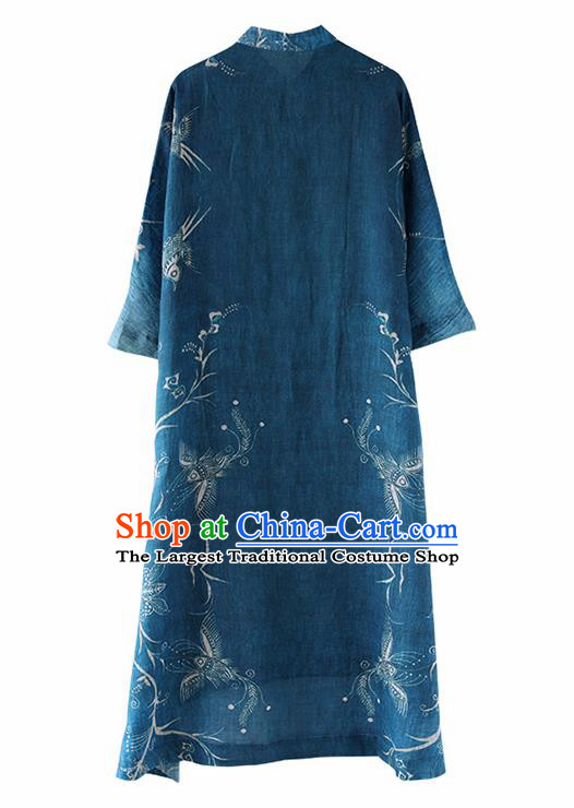 Chinese National Costume Traditional Cheongsam Classical Indigotin Qipao Dress for Women