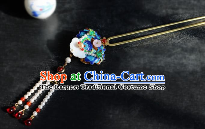 Chinese Ancient Handmade Cloisonne Shell Hairpins Traditional Classical Hair Accessories for Women