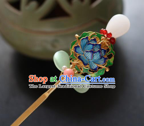 Chinese Ancient Handmade Cloisonne Lotus Hairpins Traditional Classical Hair Accessories for Women