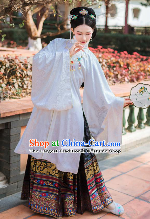 Chinese Ancient Ming Dynasty Palace Female Embroidered Historical Costume Complete Set