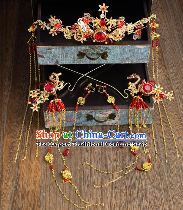 Chinese Ancient Handmade Bride Butterfly Hair Clasp Hairpins Traditional Classical Wedding Hair Accessories for Women