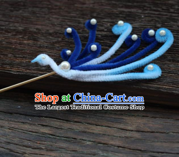 Top Grade Chinese Ancient Palace Queen Velvet Phoenix Hairpins Traditional Hair Accessories Headdress for Women