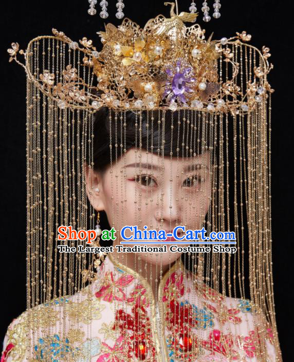 Top Grade Chinese Ancient Queen Phoenix Coronet Hairpins Traditional Hair Accessories Headdress for Women