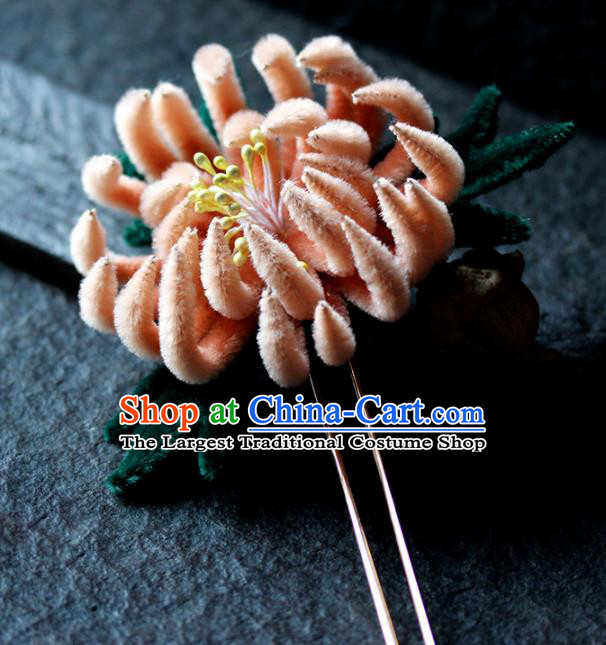 Chinese Ancient Palace Orange Chrysanthemum Hairpins Traditional Wedding Hair Accessories for Women