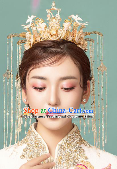 Chinese Ancient Palace Birds Phoenix Coronet Hairpins Traditional Wedding Hair Accessories for Women
