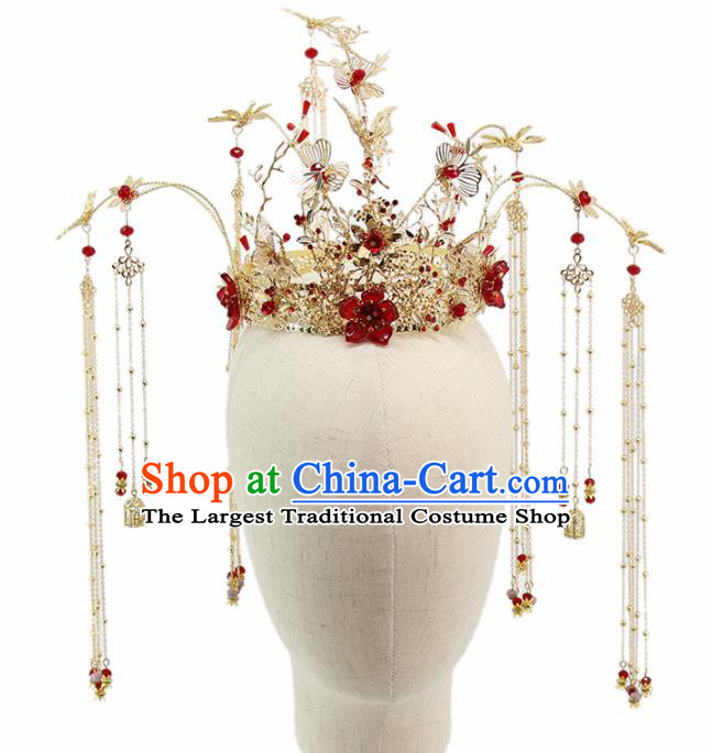 Chinese Traditional Palace Butterfly Phoenix Coronet Tassel Hairpins Ancient Wedding Hair Accessories for Women