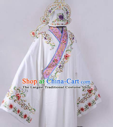 Professional Chinese Beijing Opera Niche Costume Ancient Scholar White Robe for Adults