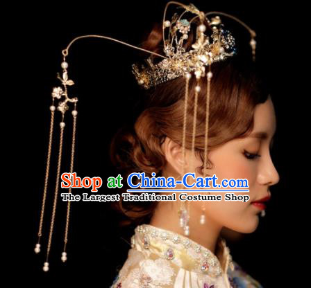 Chinese Ancient Palace Tassel Phoenix Coronet Hairpins Traditional Hair Accessories Headdress for Women