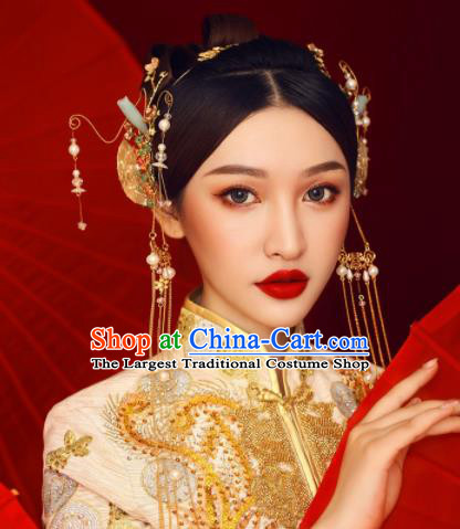 Chinese Ancient Bride Hairpins Tassel Hair Clasp Traditional Hair Accessories Headdress for Women