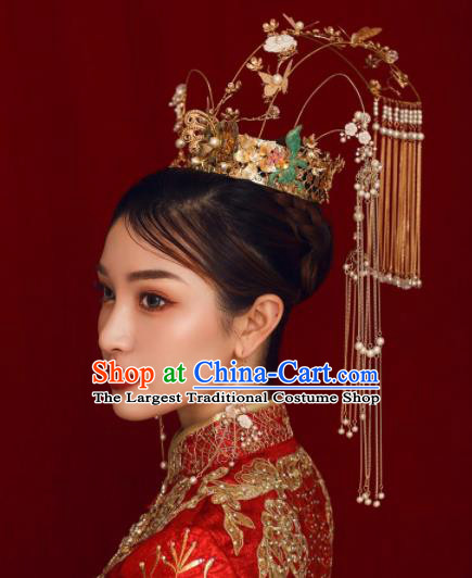 Chinese Ancient Bride Hairpins Palace Phoenix Coronet Traditional Hair Accessories Headdress for Women