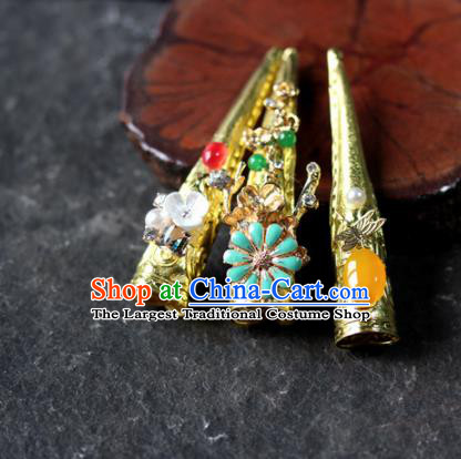 Chinese Handmade Golden Nail Wrap Traditional Ancient Palace Lady Fingerstalls for Women