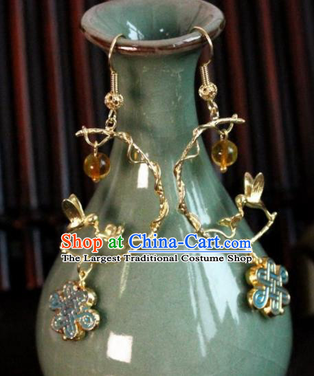 Chinese Handmade Hanfu Earrings Traditional Ancient Palace Ear Accessories for Women