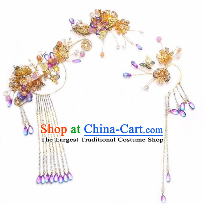Top Grade Chinese Ancient Bride Wedding Hairpins Tassel Step Shake Traditional Hair Accessories Headdress for Women
