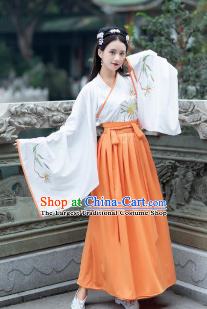 Traditional Ancient Chinese Jin Dynasty Princess Embroidered Replica Costume for Women