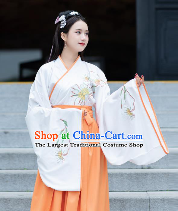 Traditional Ancient Chinese Jin Dynasty Princess Embroidered Replica Costume for Women