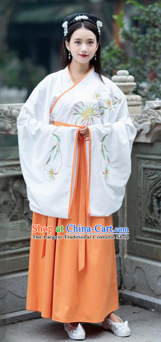 Traditional Ancient Chinese Jin Dynasty Princess Embroidered Replica Costume for Women