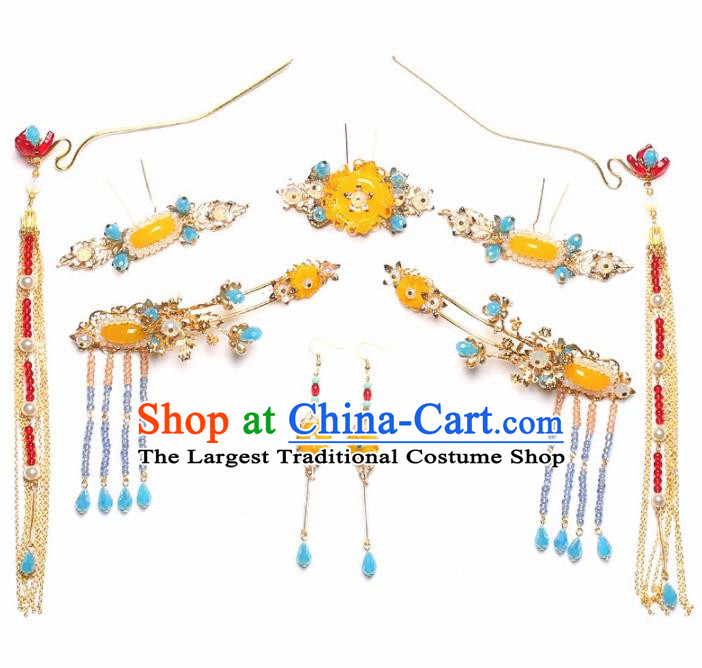 Top Grade Chinese Ancient Bride Wedding Tassel Hair Clasp Hairpins Traditional Hair Accessories Headdress for Women