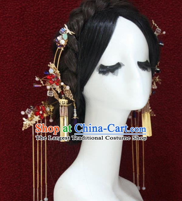 Top Grade Chinese Ancient Bride Wedding Tassel Step Shake Hairpins Traditional Hair Accessories Headdress for Women