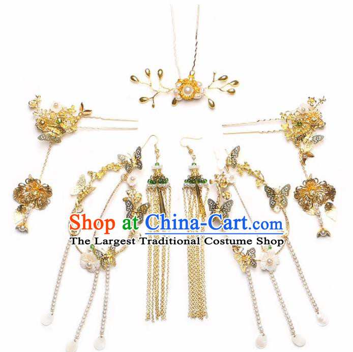 Top Grade Chinese Ancient Bride Wedding Tassel Hair Clips Hairpins Traditional Hair Accessories Headdress for Women