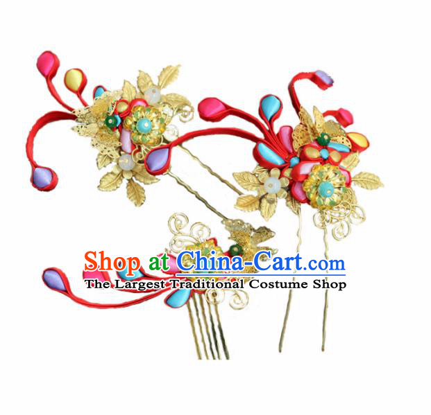 Handmade Chinese Ancient Wedding Tassel Hair Claws Traditional Hair Accessories Headdress for Women