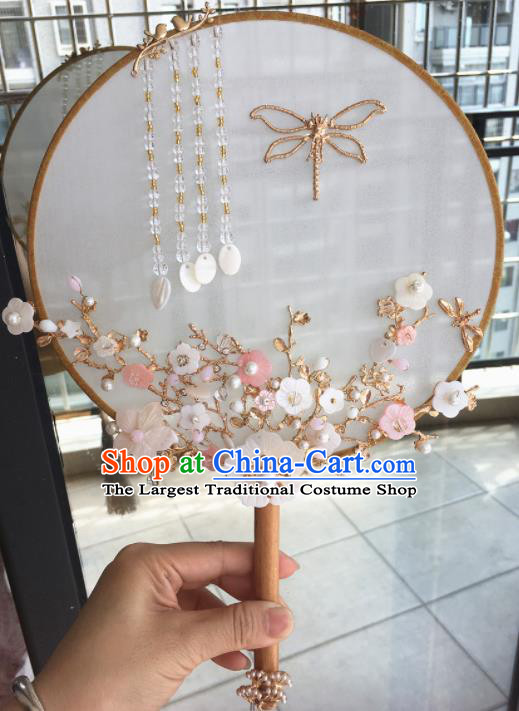 Chinese Handmade Bride Plum Blossom Palace Fans Wedding Accessories Classical Round Fan for Women