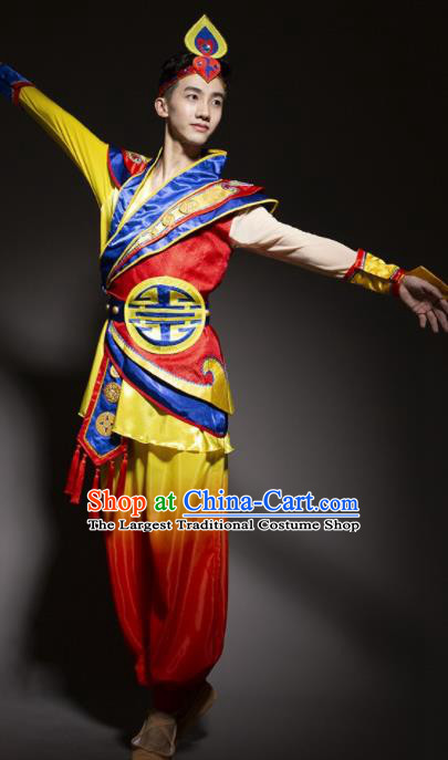 Chinese Traditional National Minority Dance Costume Ethnic Folk Dance Costume for Men