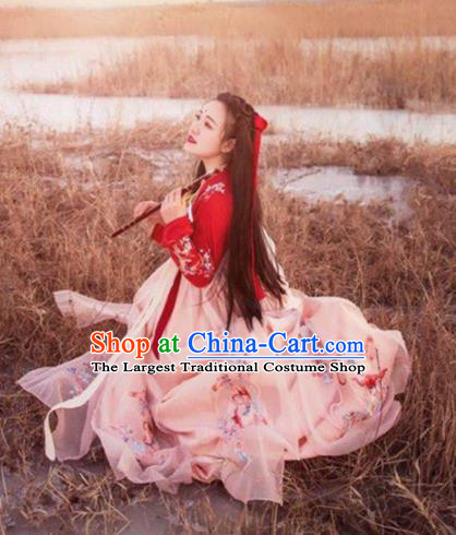 Chinese Traditional Ancient Tang Dynasty Palace Princess Embroidered Historical Costume for Women