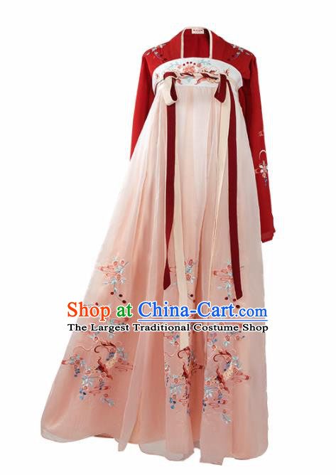 Chinese Traditional Ancient Tang Dynasty Palace Princess Embroidered Historical Costume for Women