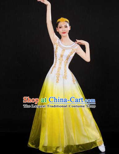 Chinese Traditional Spring Festival Gala Opening Dance Yellow Dress Peony Dance Stage Performance Costume for Women