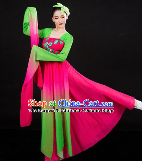 Chinese Traditional Classical Dance Water Sleeve Dress Umbrella Dance Stage Performance Costume for Women