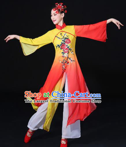 Chinese Traditional Classical Dance Dress Umbrella Dance Stage Performance Costume for Women