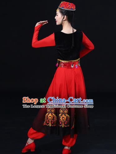 Traditional Chinese Uyghur Nationality Folk Dance Dress Uigurian National Ethnic Costume for Women