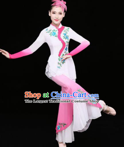 Chinese Traditional Stage Performance Fan Dance Pink Clothing Folk Dance Group Yangko Dance Costume for Women