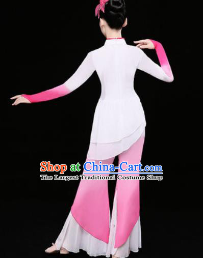 Chinese Traditional Stage Performance Fan Dance Pink Clothing Folk Dance Group Yangko Dance Costume for Women