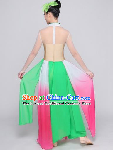 Chinese Traditional Classical Dance Lotus Dance Green Dress Umbrella Dance Stage Performance Costume for Women