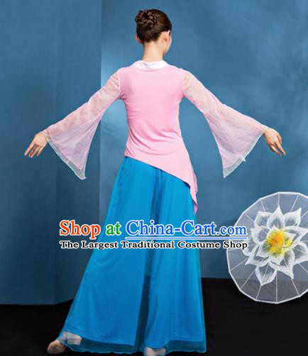 Traditional Chinese Folk Dance Stage Show Clothing Group Fan Dance Pink Costume for Women