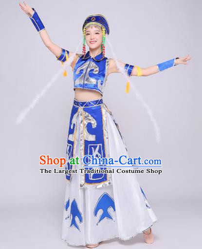 Traditional Chinese Mongol Nationality Folk Dance Dress Mongolian National Ethnic Costume for Women