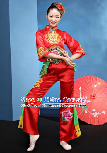 Traditional Chinese Folk Dance Yangko Stage Show Clothing Group Fan Dance Costume for Women