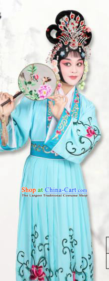 Chinese Traditional Peking Opera Peri Blue Dress Classical Beijing Opera Actress Costume for Adults