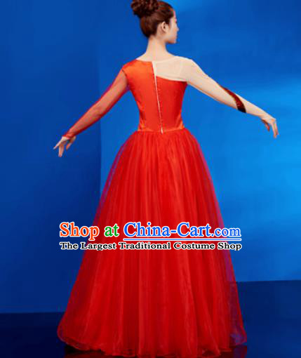 Chinese Traditional Opening Dance Red Dress Modern Dance Stage Performance Costume for Women