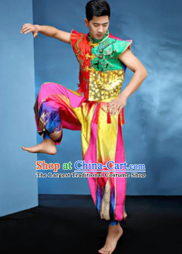 Traditional Chinese Folk Dance Drum Dance Clothing Yangko Dance Costume for Men