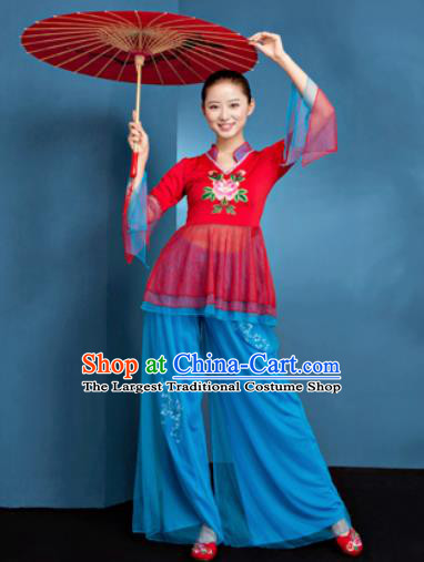Traditional Chinese Folk Dance Fan Dance Veil Clothing Yangko Dance Costume for Women
