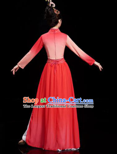 Chinese Traditional Umbrella Dance Red Dress Classical Dance Stage Performance Costume for Women
