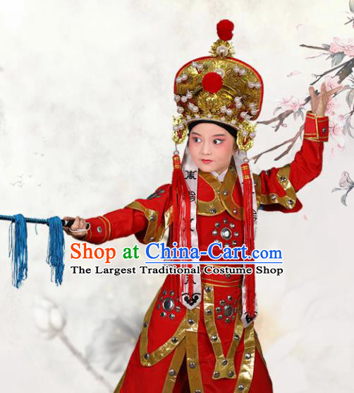 Chinese Traditional Peking Opera Takefu Red Clothing Classical Beijing Opera Costume for Kids