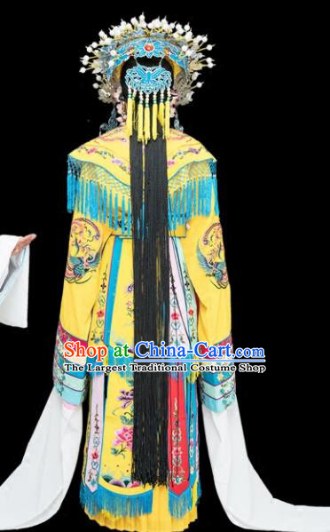 Chinese Traditional Peking Opera Imperial Consort Yellow Embroidered Dress Classical Beijing Opera Actress Costume for Adults